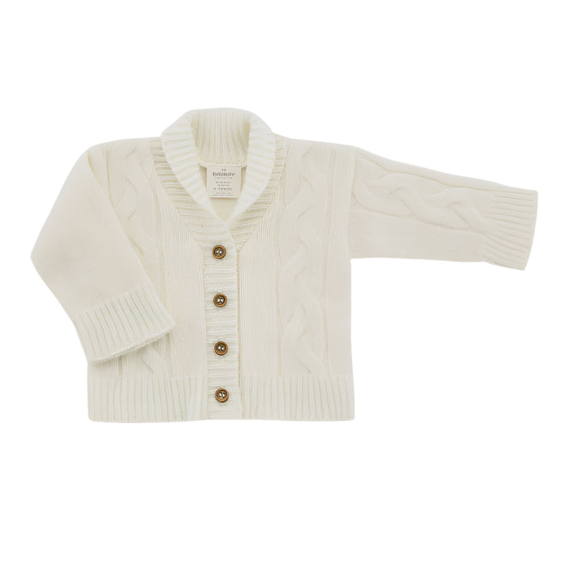 Cable Knit Cardigan White 12-18m
