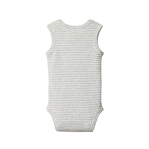 Singlet Bodysuit Grey Marl Stripe