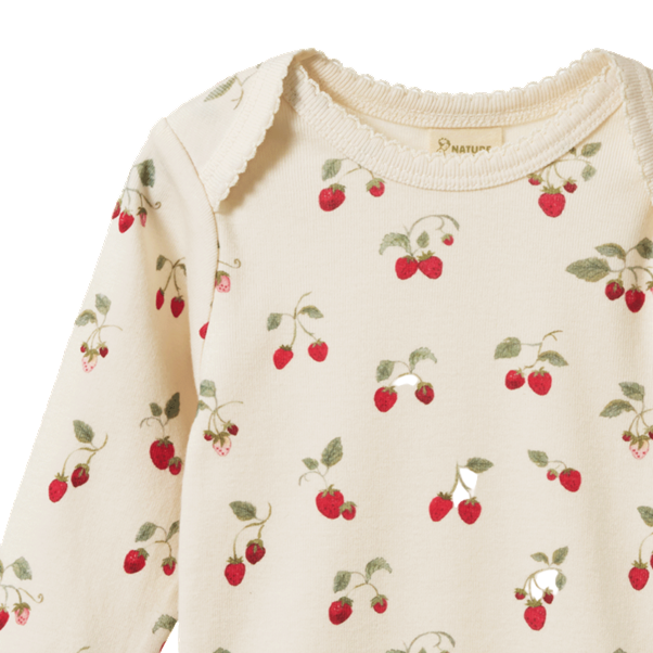 Cotton Long Sleeve Bodysuit Strawberry Blush