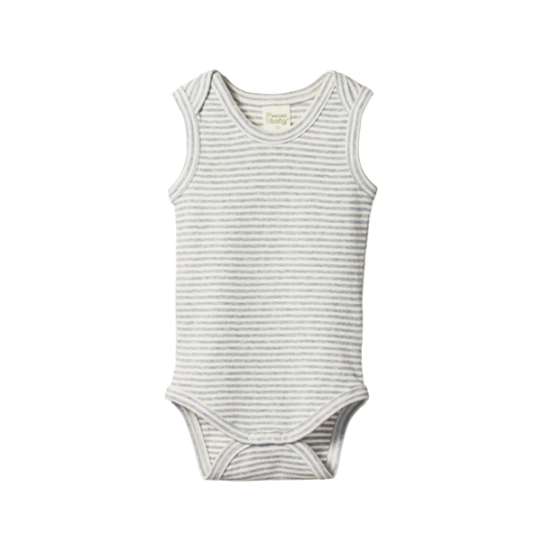 Singlet Bodysuit Grey Marl Stripe