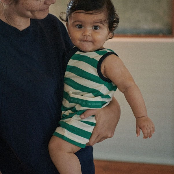 Camper Suit Peppermint Navy Stripe