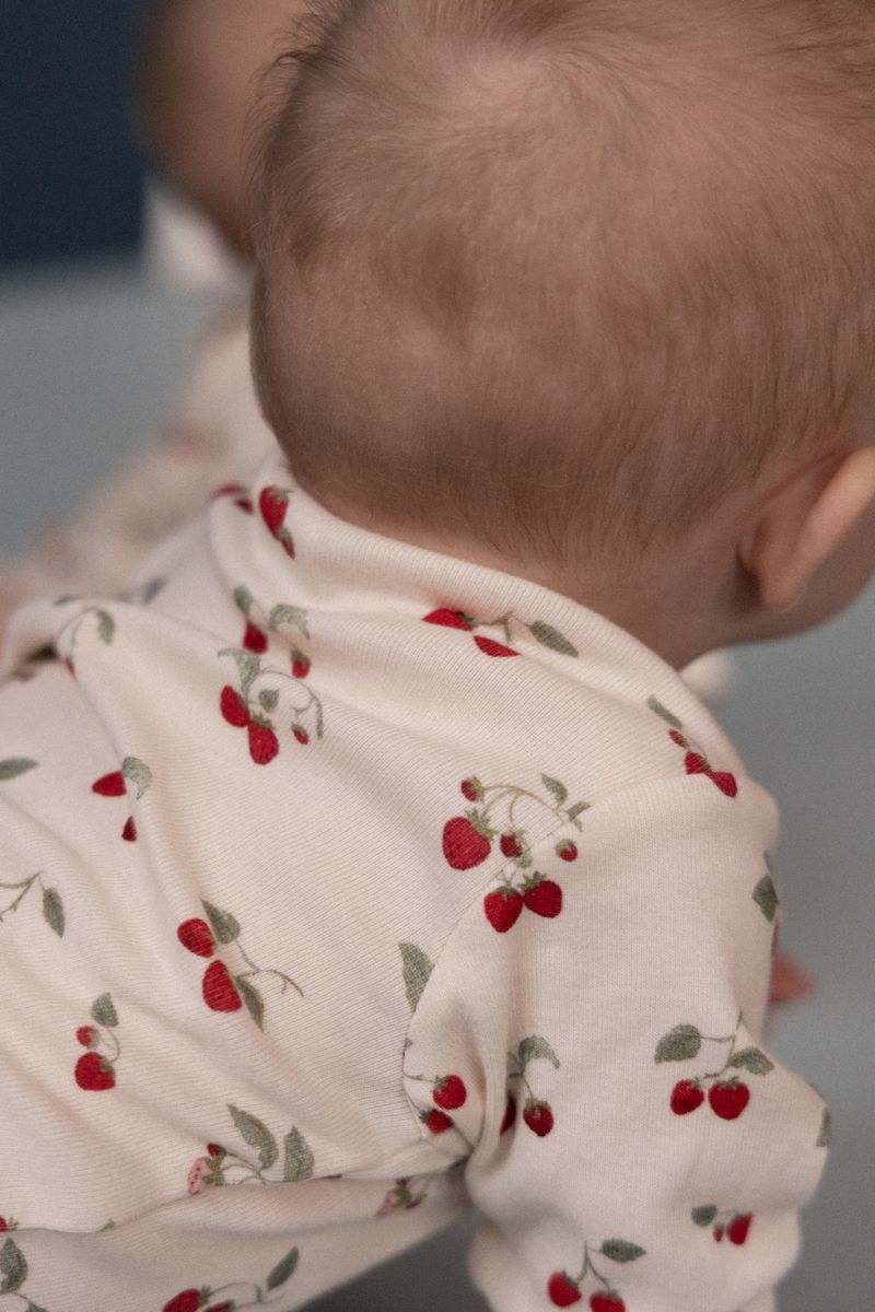 Cotton Long Sleeve Bodysuit Strawberry Blush