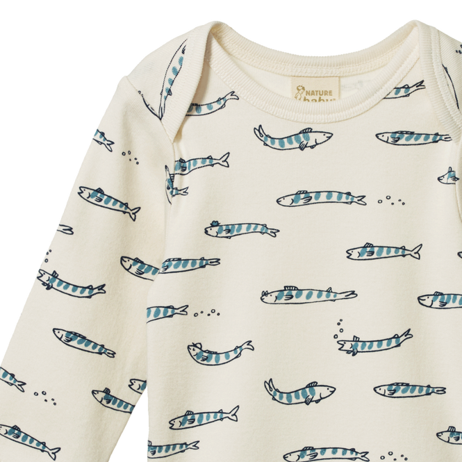 Cotton Long Sleeve Bodysuit - South Seas Print