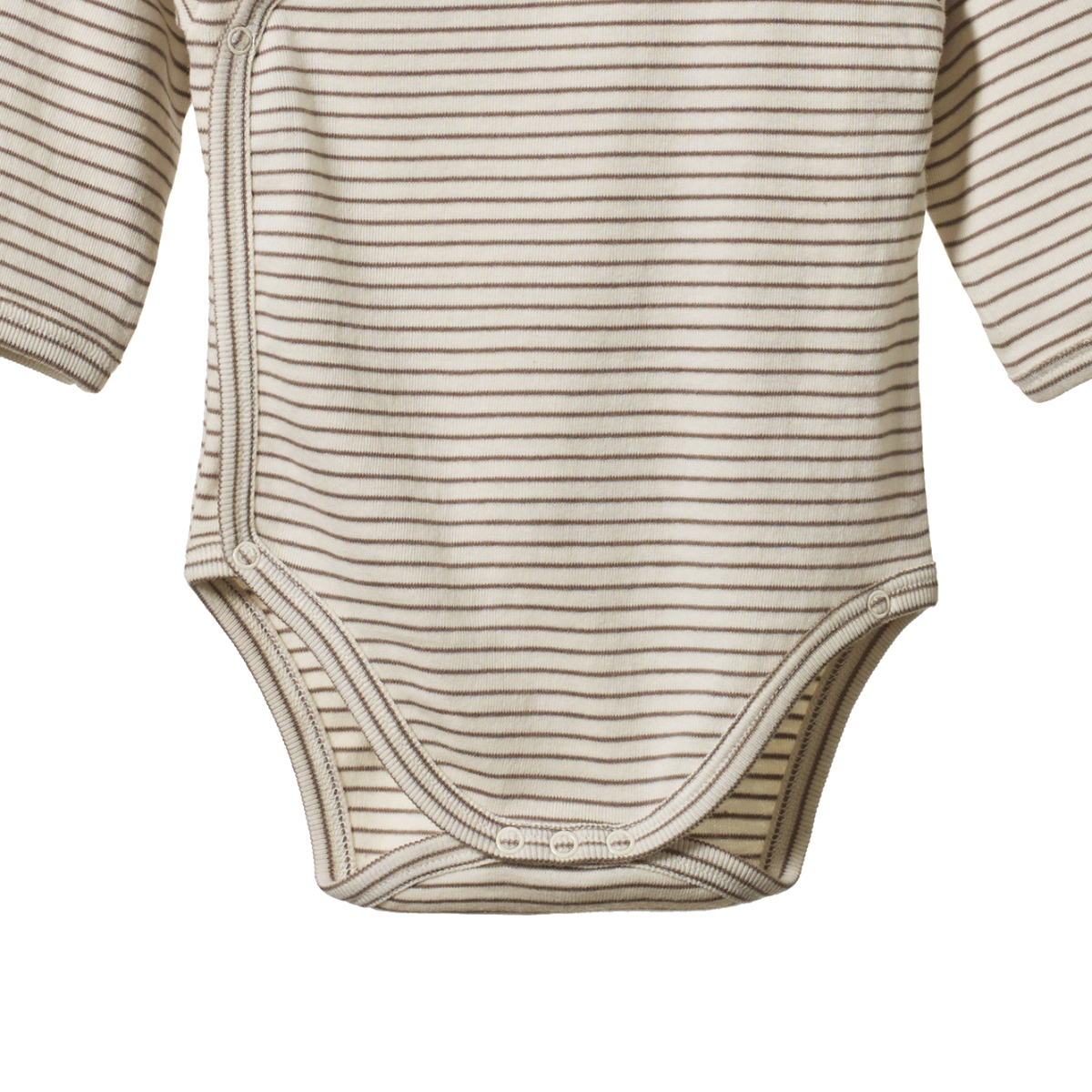 Long Sleeve Kimono Bodysuit Mushroom Pinstripe