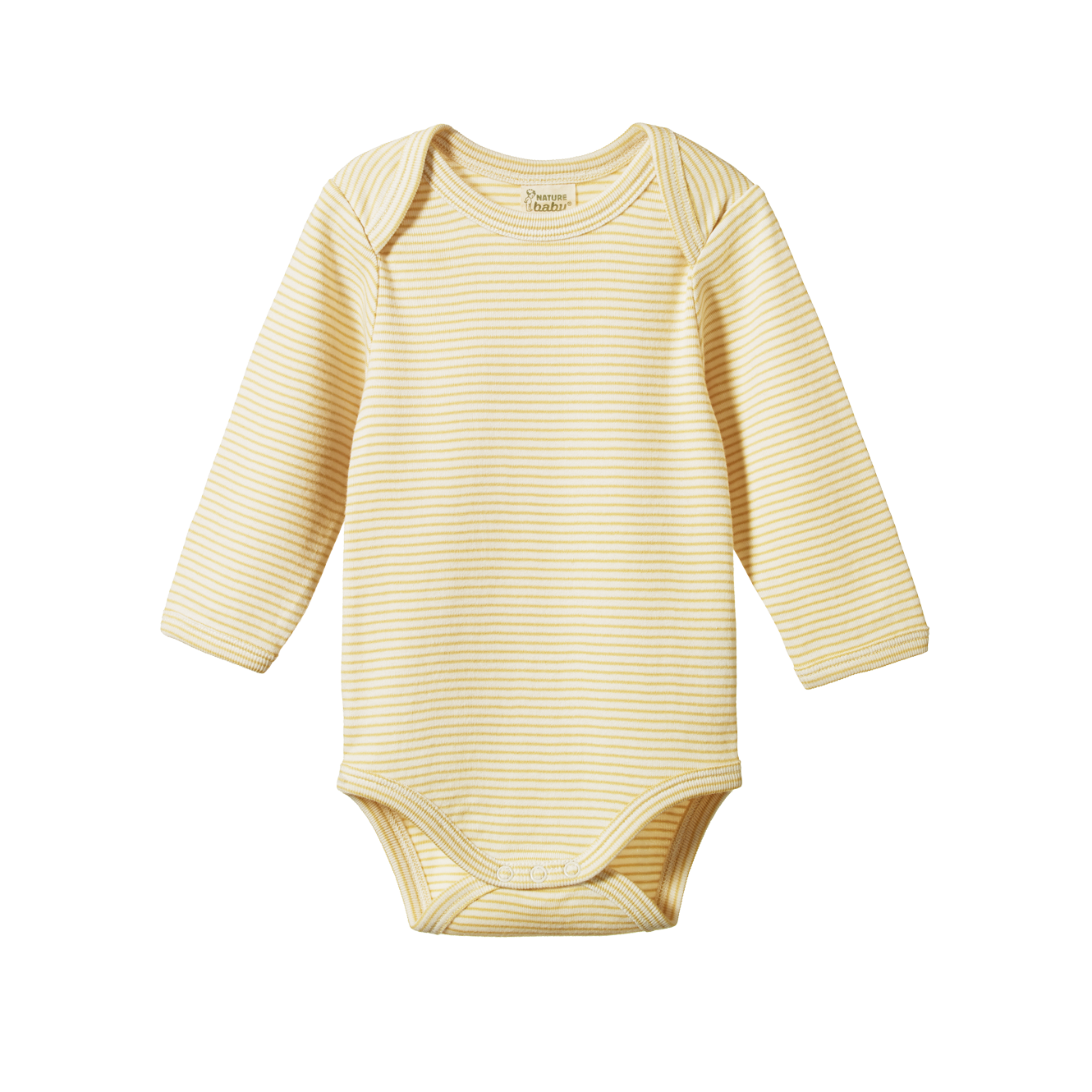 Cotton long sleeve bodysuit - sand pinstripe