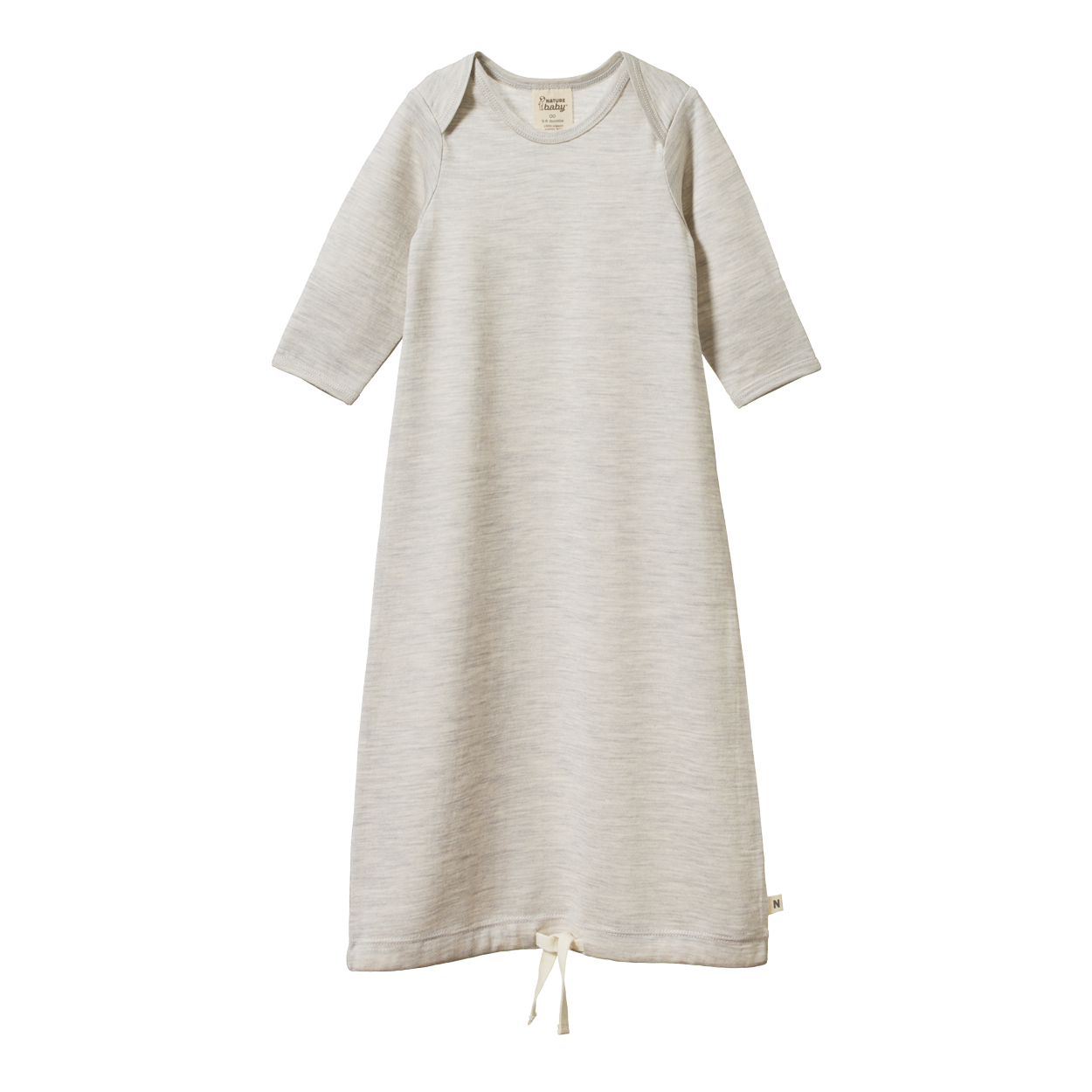 Cotton sleeping gown - grey marl stripe