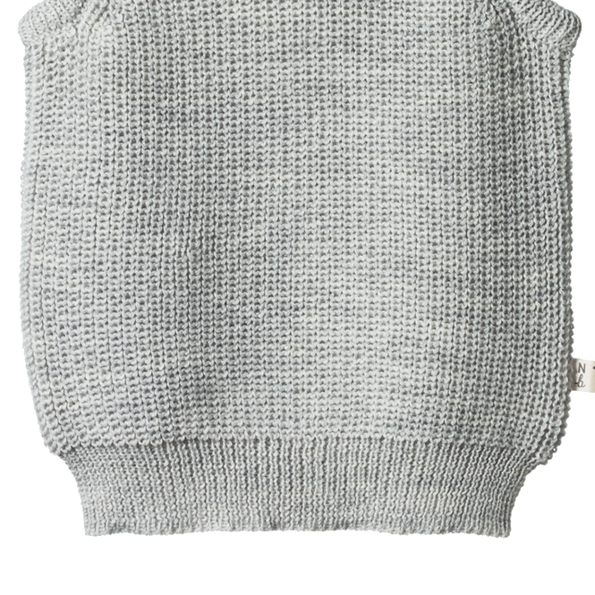 Merino Chunky Knit Vest Light Grey Marle