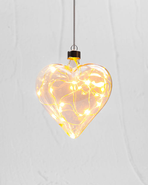 Hanging Glass Champagne Heart