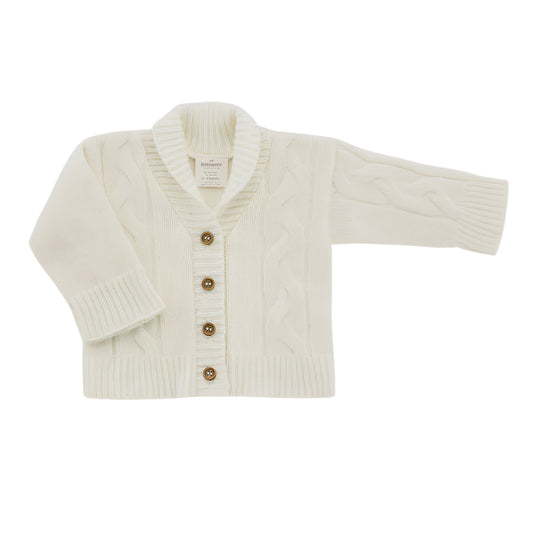 Cable Knit Cardigan White 6-12m