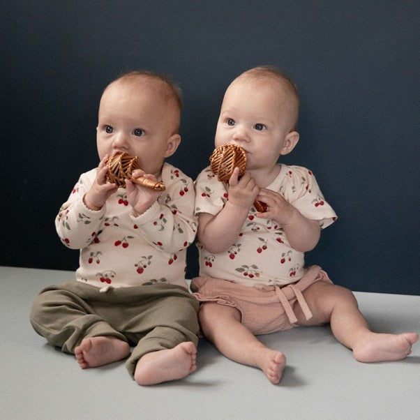 Cotton Long Sleeve Bodysuit Strawberry Blush