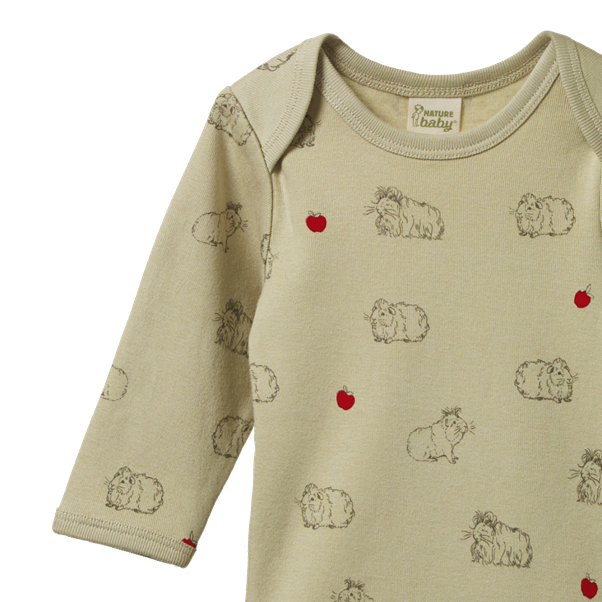 Cotton Long Sleeve Bodysuit - Guinea Pig Gala