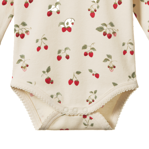 Cotton Long Sleeve Bodysuit Strawberry Blush