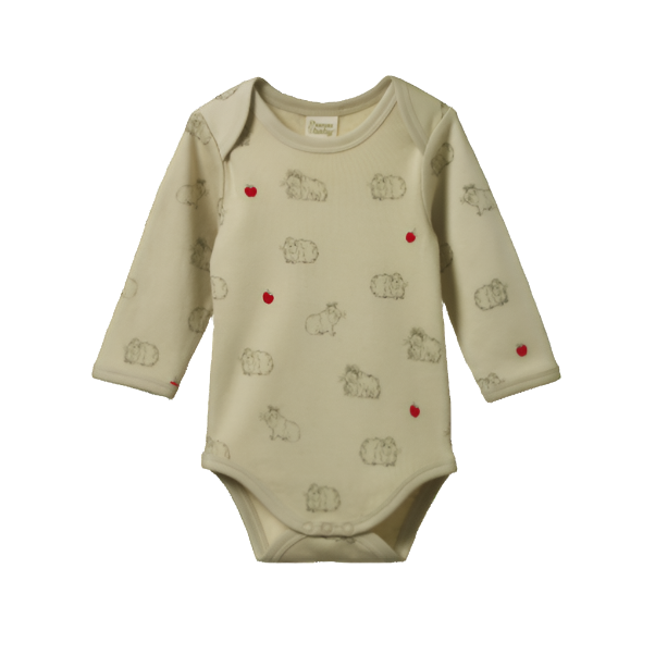 Cotton Long Sleeve Bodysuit - Guinea Pig Gala