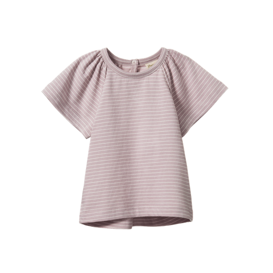 Faye Tee - Lilac/Natural Pinstripe