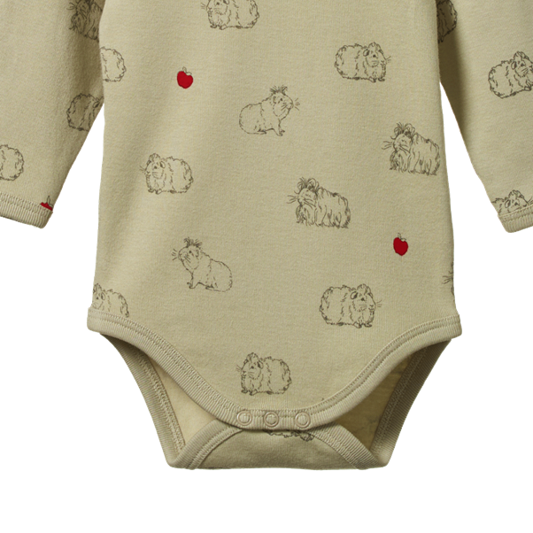 Cotton Long Sleeve Bodysuit - Guinea Pig Gala