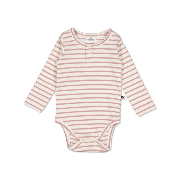Henley Rib Bodysuit Dusty Rose Stripe