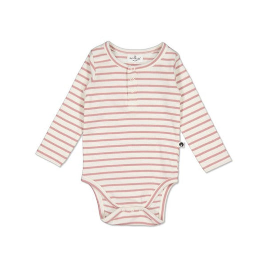 Henley Rib Bodysuit Dusty Rose Stripe