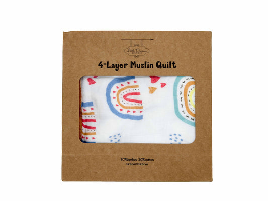 4 Layer Muslin Blanket Rainbow Design