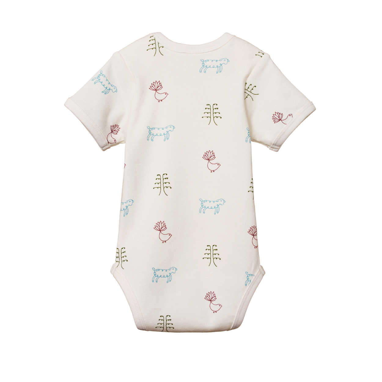 Cotton Short Sleeve Bodysuit - Nature Baby Print