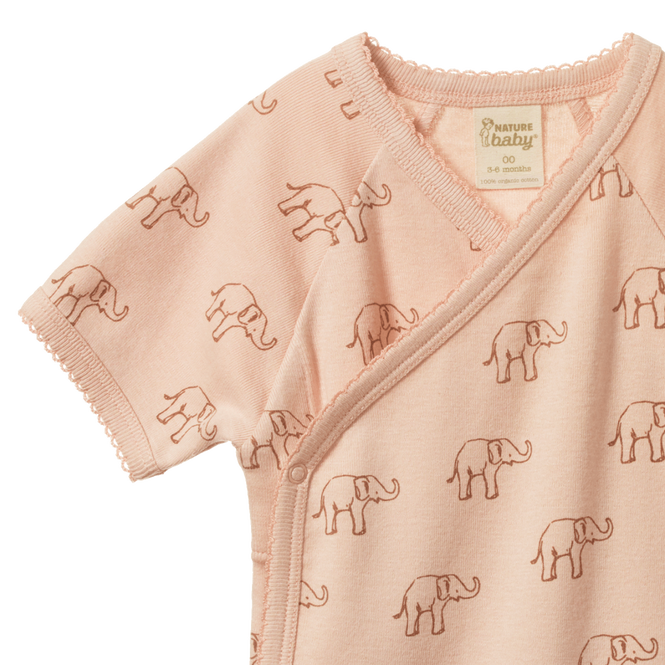 Short Sleeve Kimono Bodysuit - Elephant Rose Dust