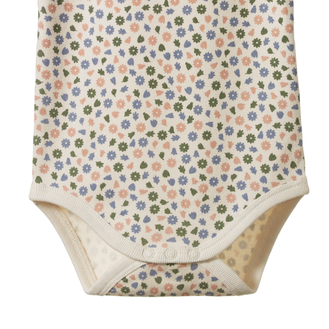 Cotton Short Sleeve Bodysuit - Chamomile Blooms