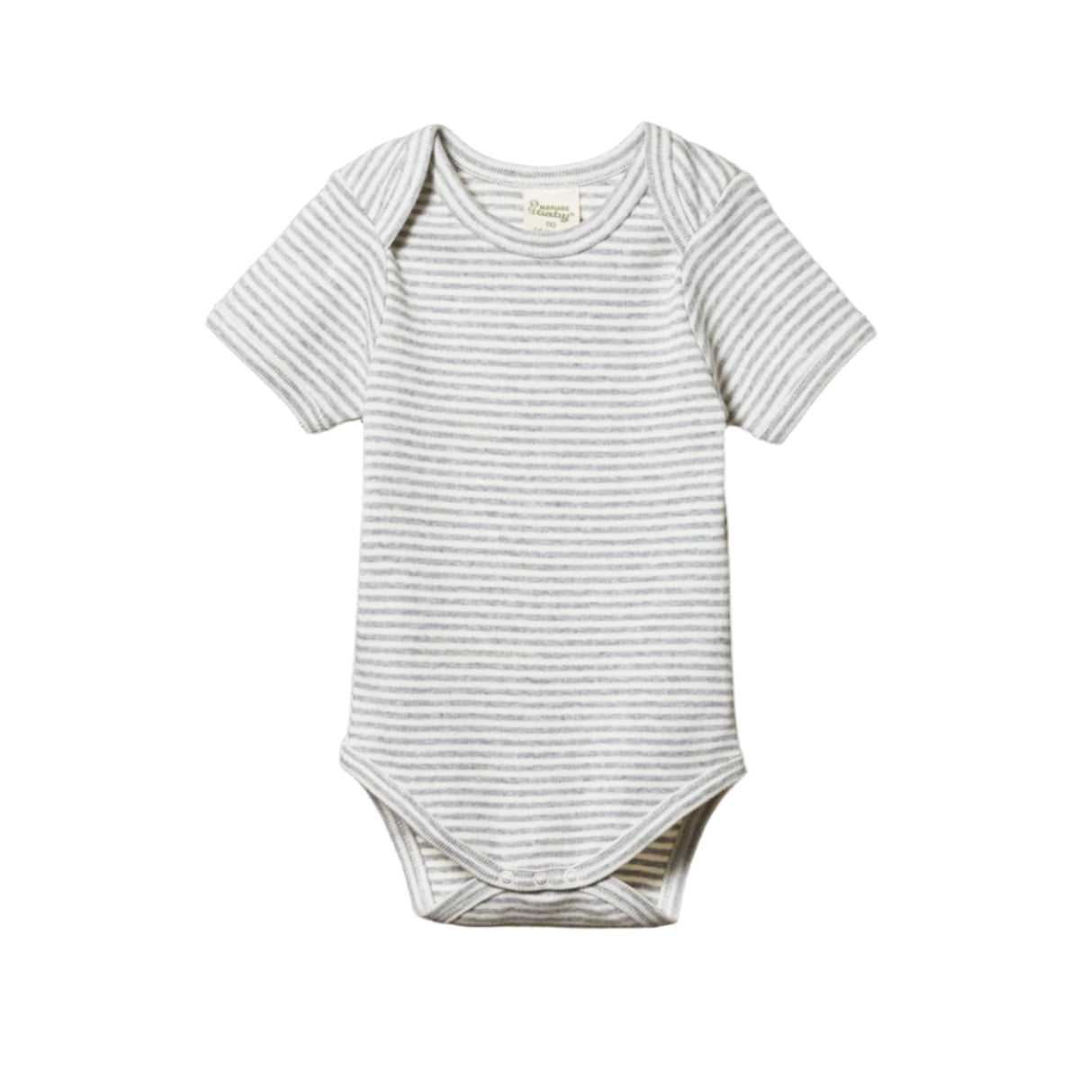 Cotton Short Sleeve Bodysuit Grey Marl Stripe
