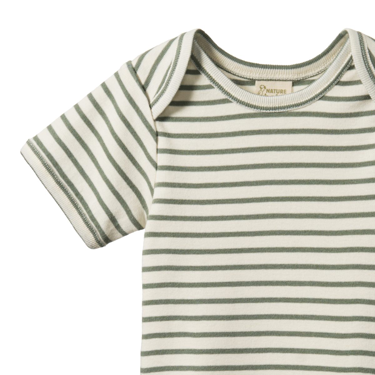 Cotton Short Sleeve Bodysuit Nettle Sailor Stripe