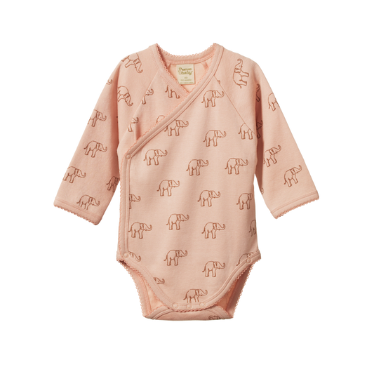 Long Sleeve Kimono Bodysuit - Elephant Rose Dust