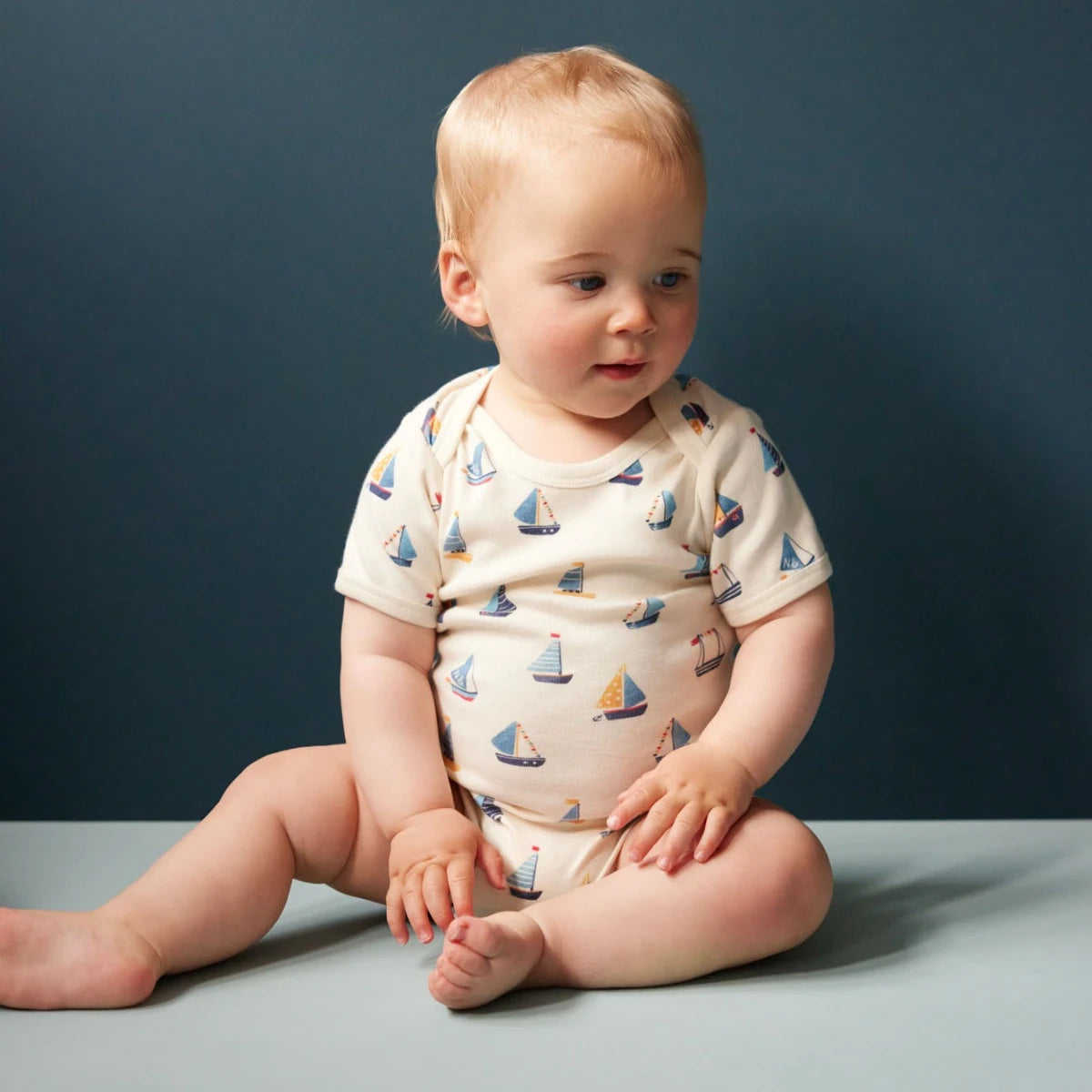 Cotton Short Sleeve Bodysuit Regatta