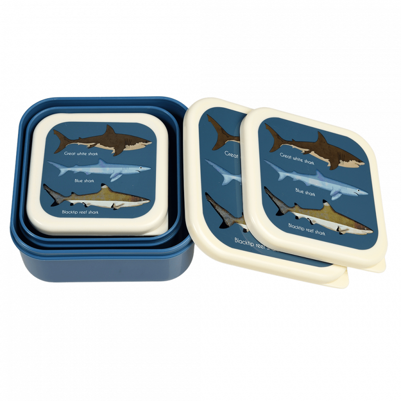 Snack Boxes, set of 3 - Sharks