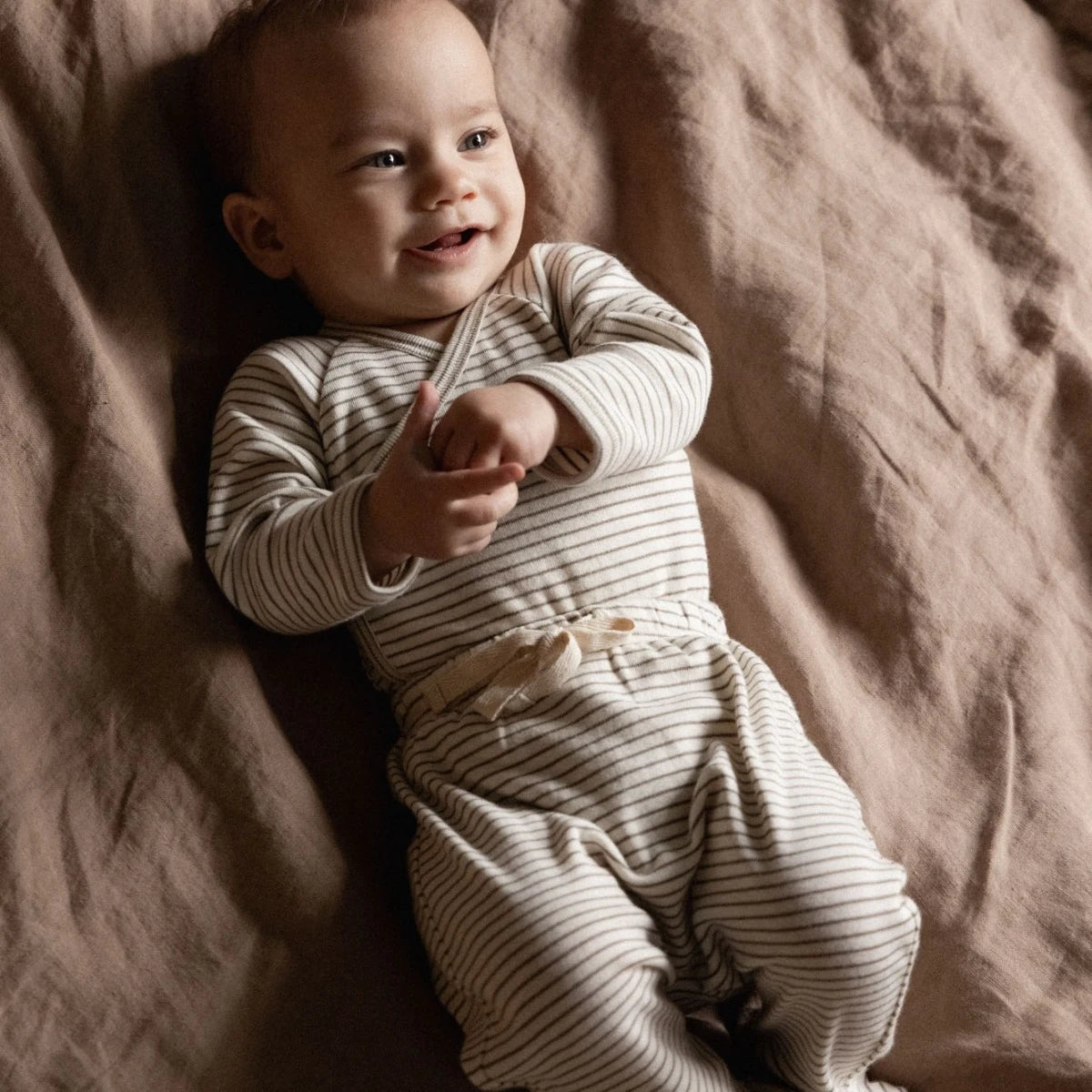 Footed Rompers Mushroom Pinstripe
