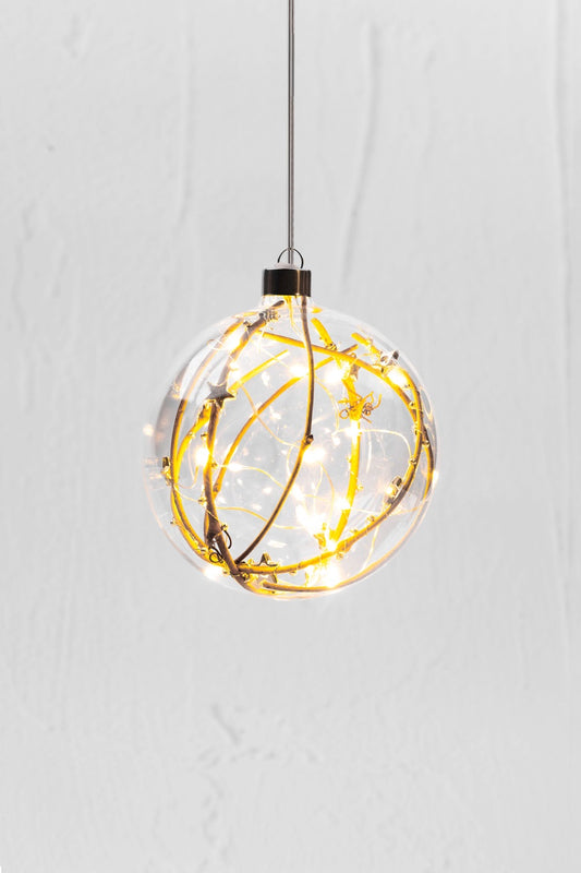 Hanging Glass Sphere Gold Bead