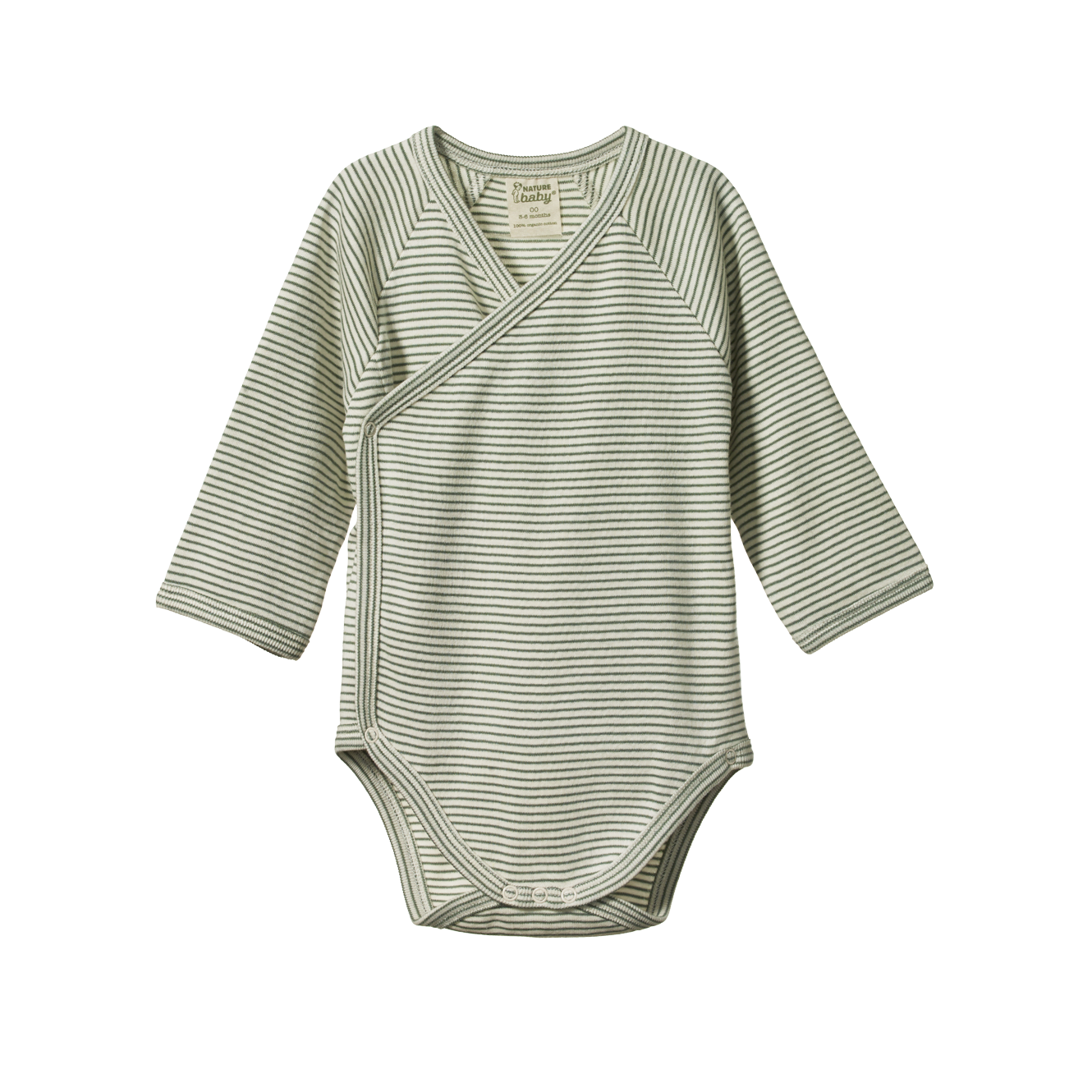 Long Sleeve Kimono Bodysuit - Nettle Pinstripe