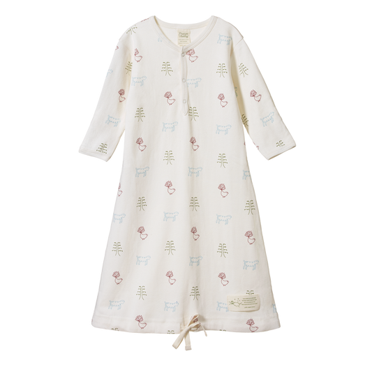 Cotton sleeping gown - nature baby print