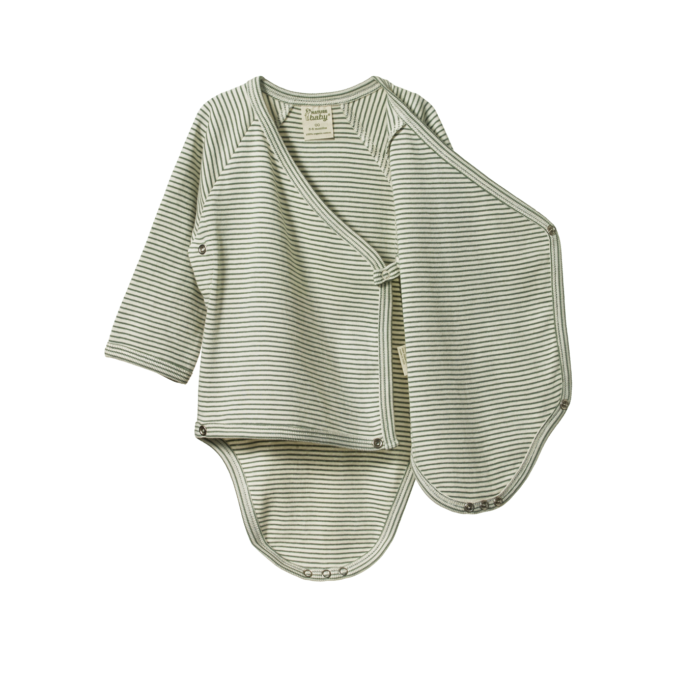 Long Sleeve Kimono Bodysuit - Nettle Pinstripe