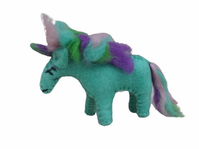 Felt Rainbow Teal Unicorn  - small