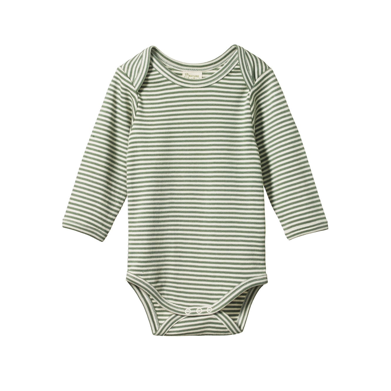 Cotton Long Sleeve Bodysuit - Nettle Stripe