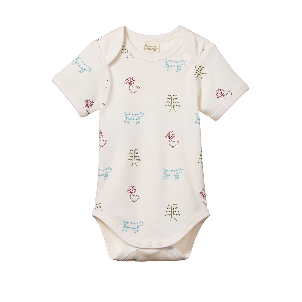 Cotton Short Sleeve Bodysuit - Nature Baby Print