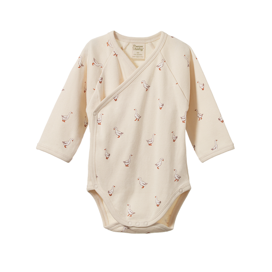 Cotton long sleeve kimono bodysuit - Goosey